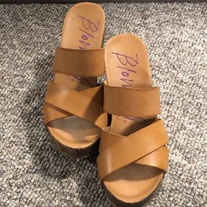 Hardly worn blow fish vegan leather Sandals